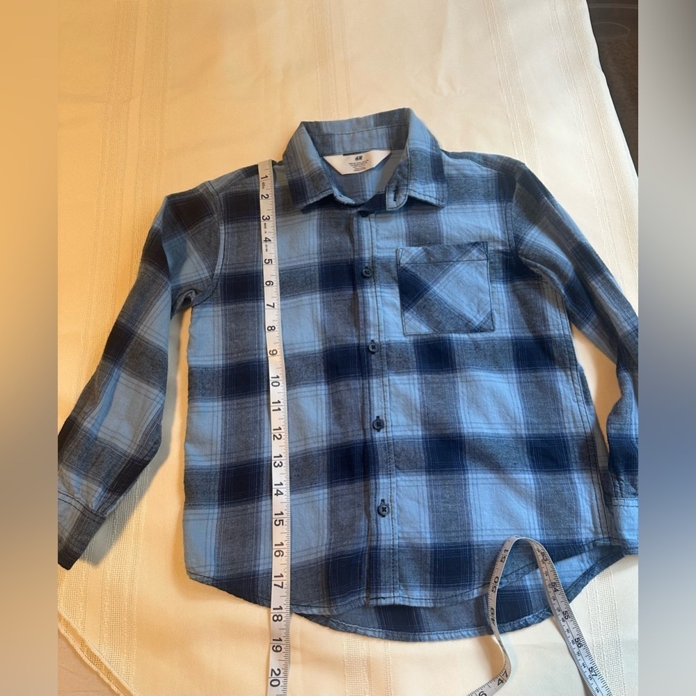 H&M Blue Plaid Kids Button Down Shirt - Picture 4 of 7